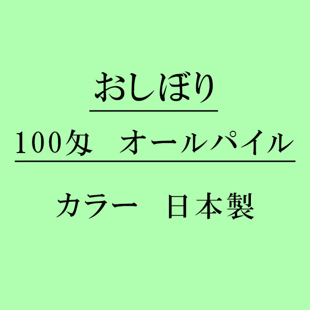オールパイル100匁 おしぼり カラー：ミントグリーン 日本製